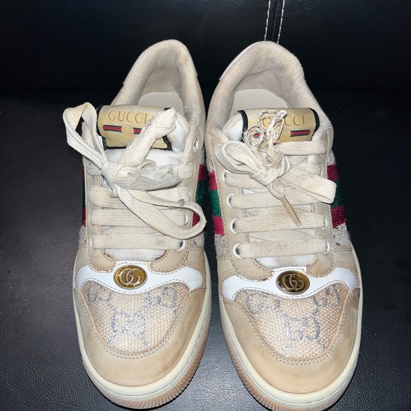 GUCCI Canvas and Suede Screener Sneaker Embellish Womens EU 35.5 US 5.5 - Picture 2 of 8